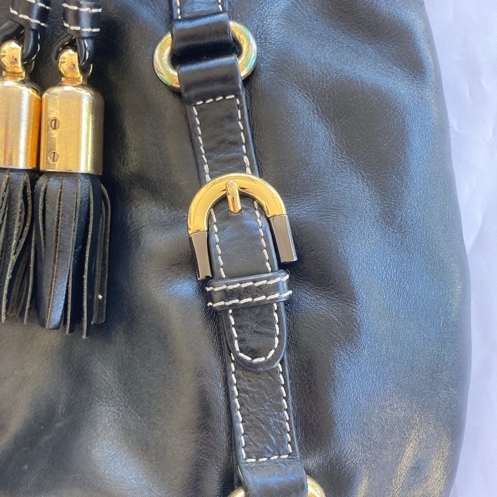 BADGLEY MISCHKA BLACK LEATHER BAG WITH SILVER AND GOLD TONED HARDWARE & BRANDING - Picture 5 of 16
